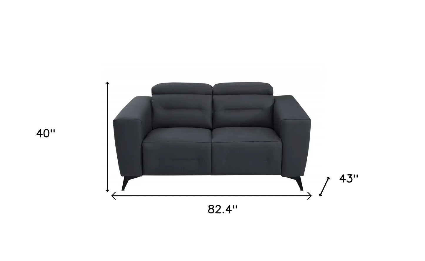 Two Piece Indoor Dark Gray Italian Leather Five Person Seating Set - Homeroots - Flyclothing LLC
