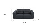 Two Piece Indoor Dark Gray Italian Leather Five Person Seating Set - Homeroots - Flyclothing LLC