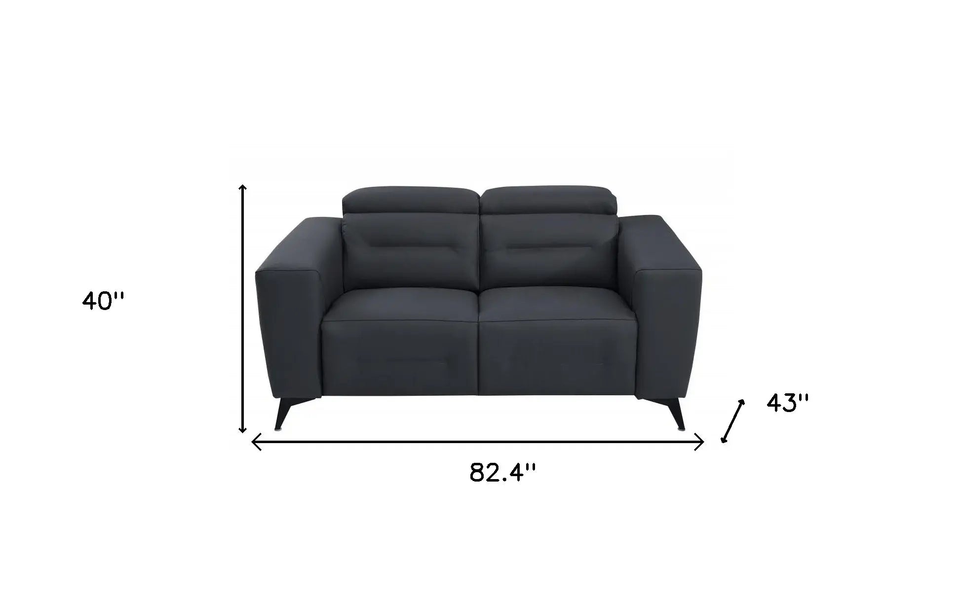 Two Piece Indoor Dark Gray Italian Leather Five Person Seating Set - Homeroots - Flyclothing LLC