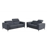 Two Piece Indoor Dark Gray Italian Leather Five Person Seating Set - Homeroots - Flyclothing LLC