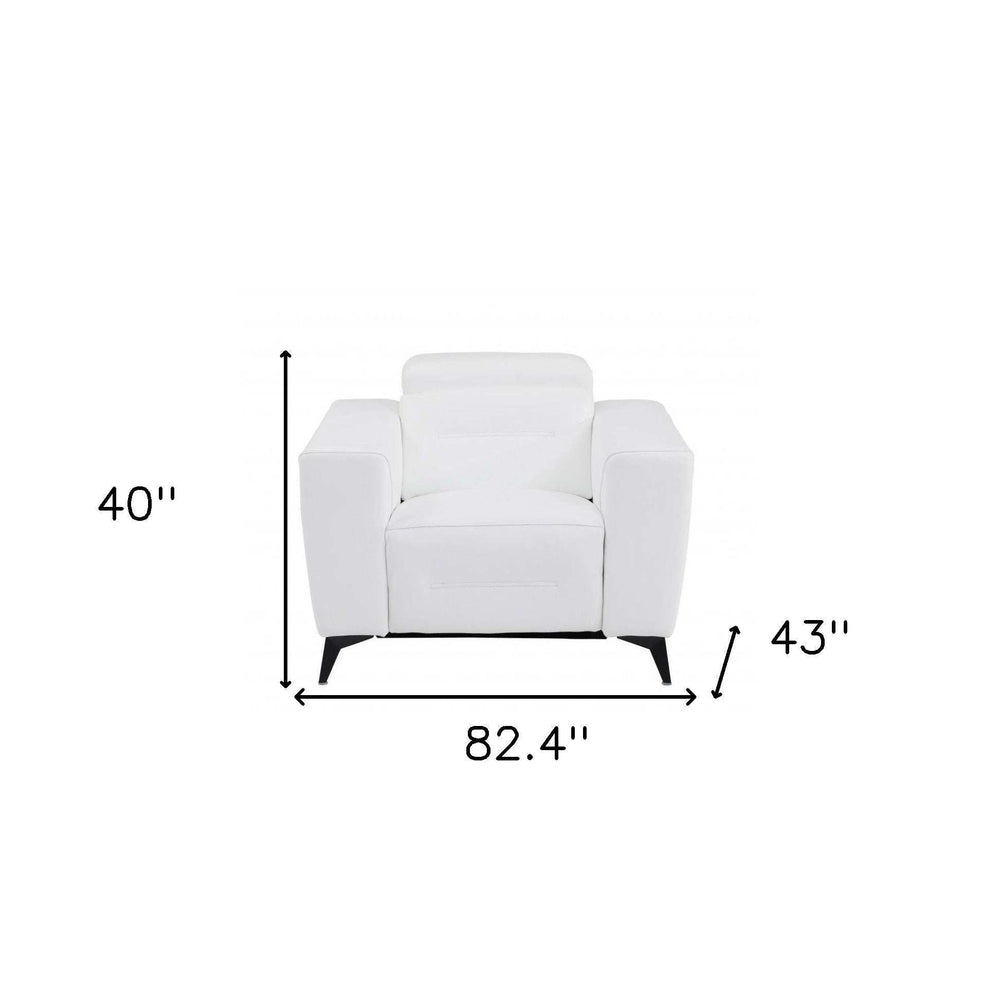 Three Piece Indoor White Italian Leather Six Person Seating Set - Homeroots - Flyclothing LLC