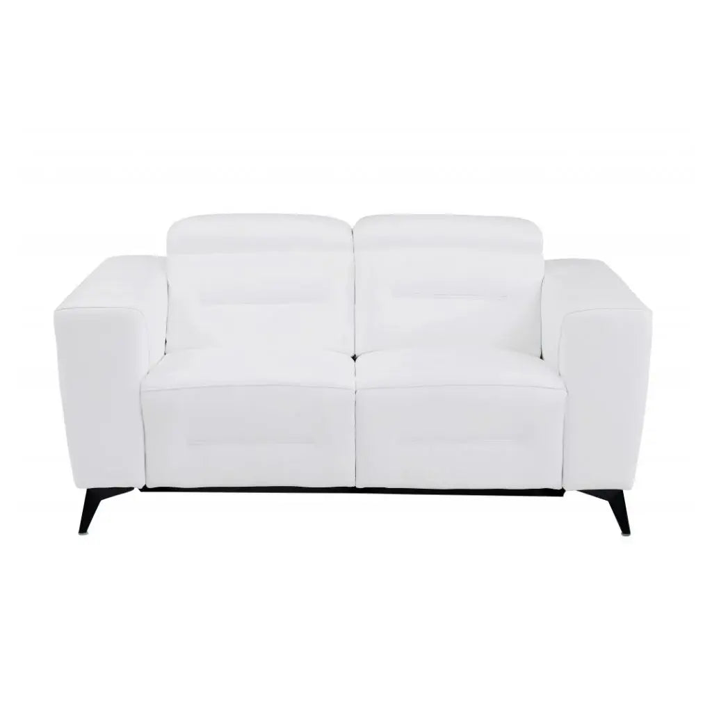 Two Piece Indoor White Italian Leather Five Person Seating Set - Homeroots - Flyclothing LLC