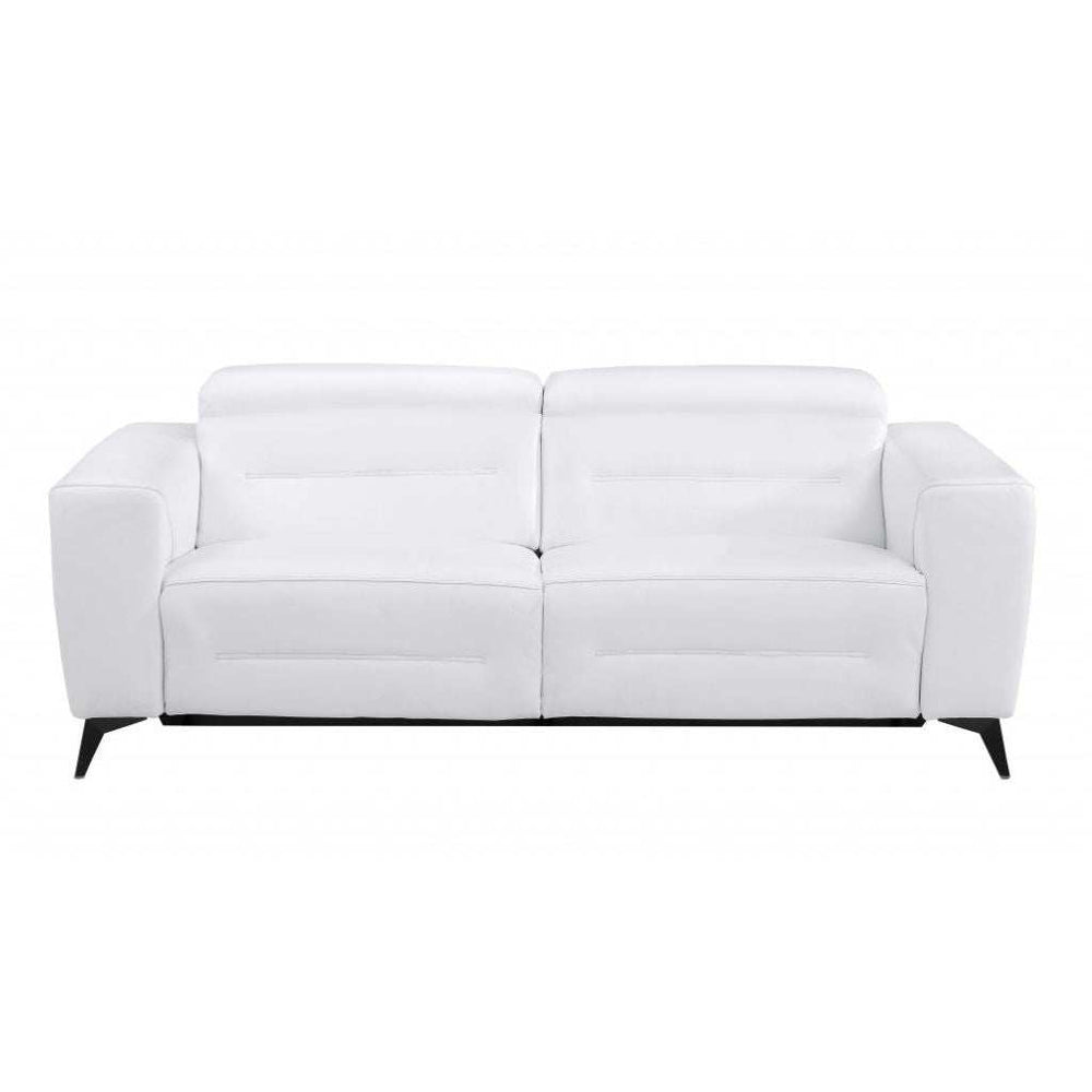 Two Piece Indoor White Italian Leather Five Person Seating Set - Homeroots - Flyclothing LLC