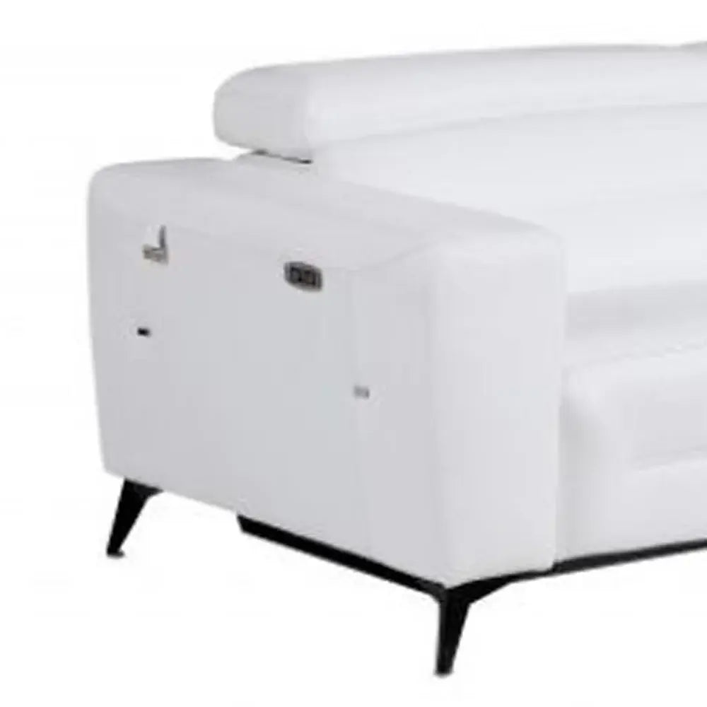 Two Piece Indoor White Italian Leather Five Person Seating Set - Homeroots - Flyclothing LLC