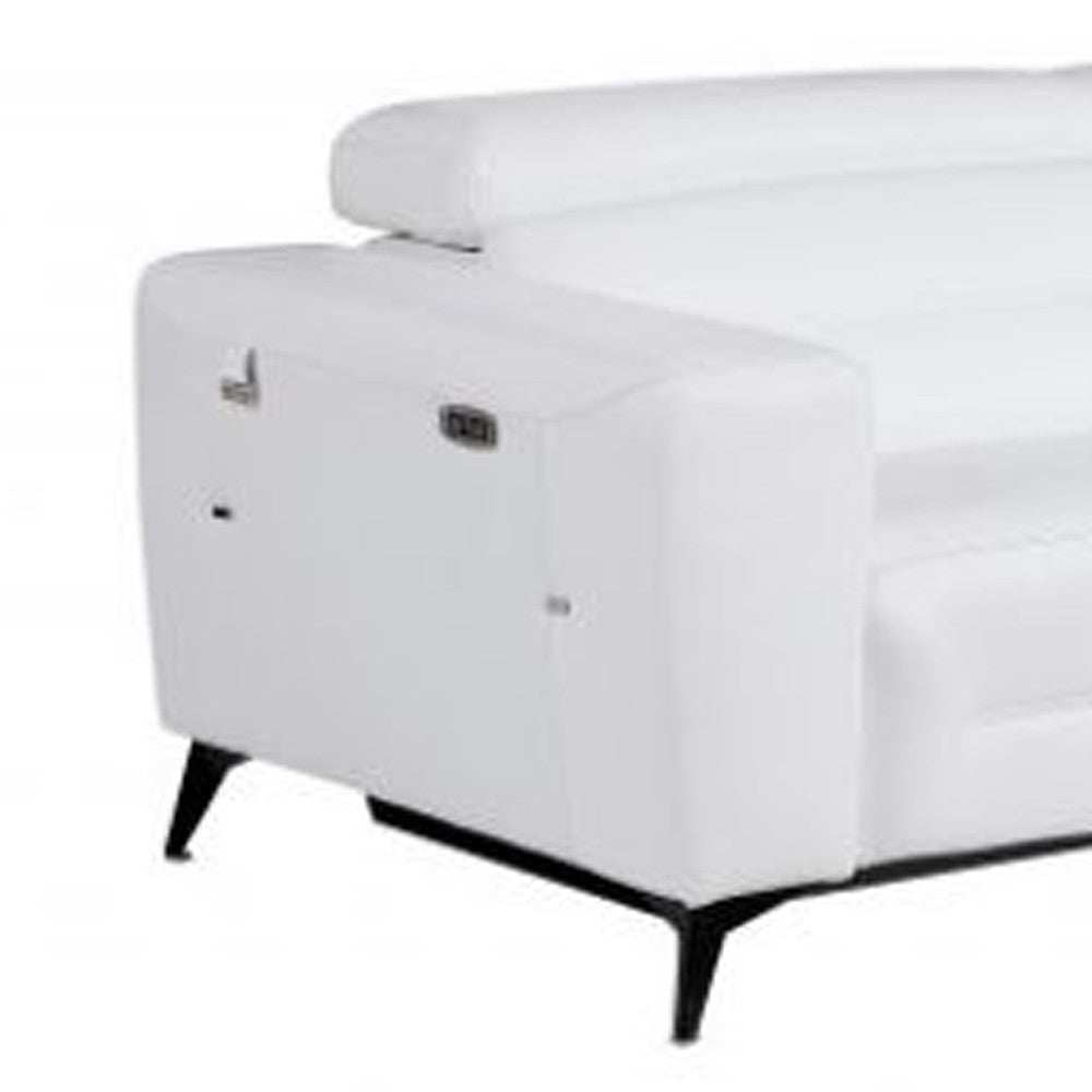 Two Piece Indoor White Italian Leather Five Person Seating Set - Homeroots - Flyclothing LLC