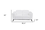 Two Piece Indoor White Italian Leather Five Person Seating Set - Homeroots - Flyclothing LLC