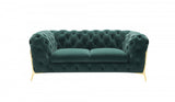74" Emerald And Gold Velvet Loveseat - Homeroots - Flyclothing LLC