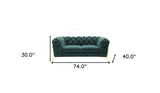 74" Emerald And Gold Velvet Loveseat - Homeroots - Flyclothing LLC