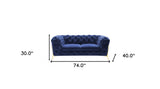 74" Blue And Gold Velvet Loveseat - Homeroots - Flyclothing LLC