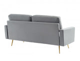 72" Gray Velvet Sofa With Brass Legs - Homeroots - Flyclothing LLC