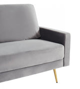 72" Gray Velvet Sofa With Brass Legs - Homeroots - Flyclothing LLC
