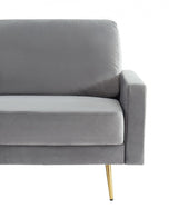 72" Gray Velvet Sofa With Brass Legs - Homeroots - Flyclothing LLC