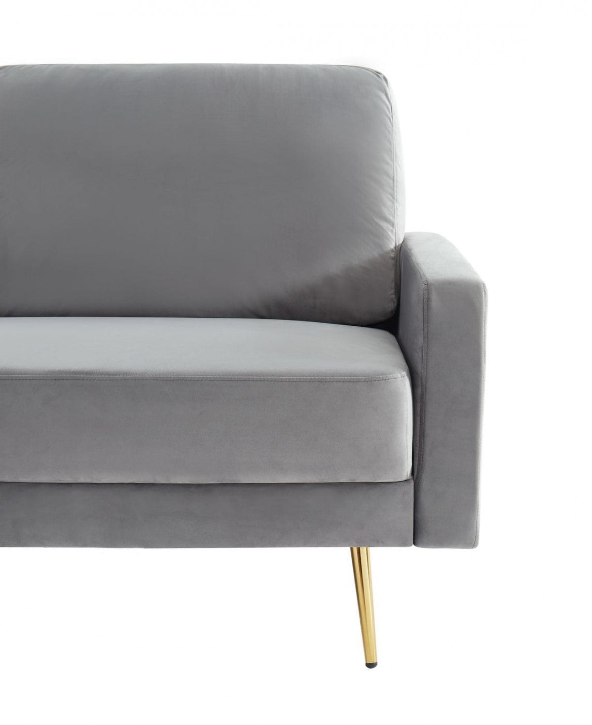 72" Gray Velvet Sofa With Brass Legs - Homeroots - Flyclothing LLC