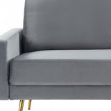 72" Gray Velvet Sofa With Brass Legs - Homeroots - Flyclothing LLC