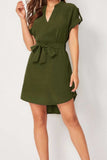 Tied Notched Short Sleeve Dress - Trendsi - Flyclothing LLC