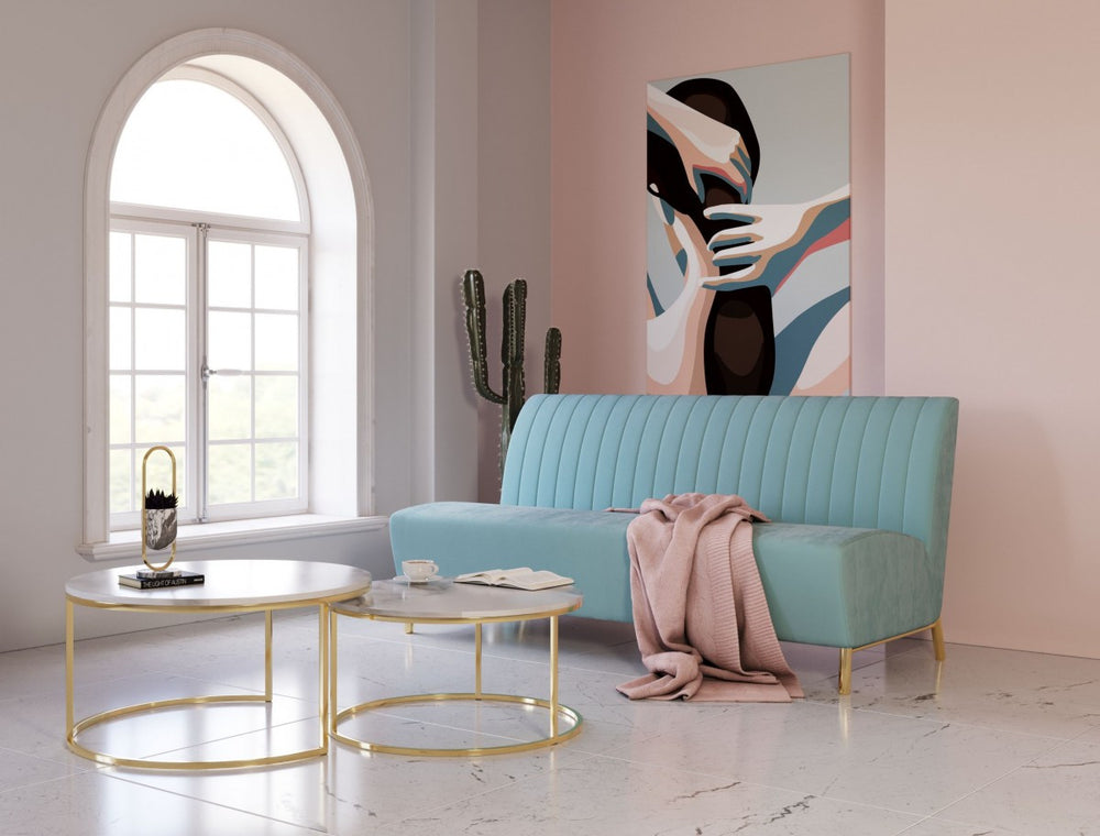 71" Light Gray Velvet Sofa With Gold Legs - Homeroots - Flyclothing LLC