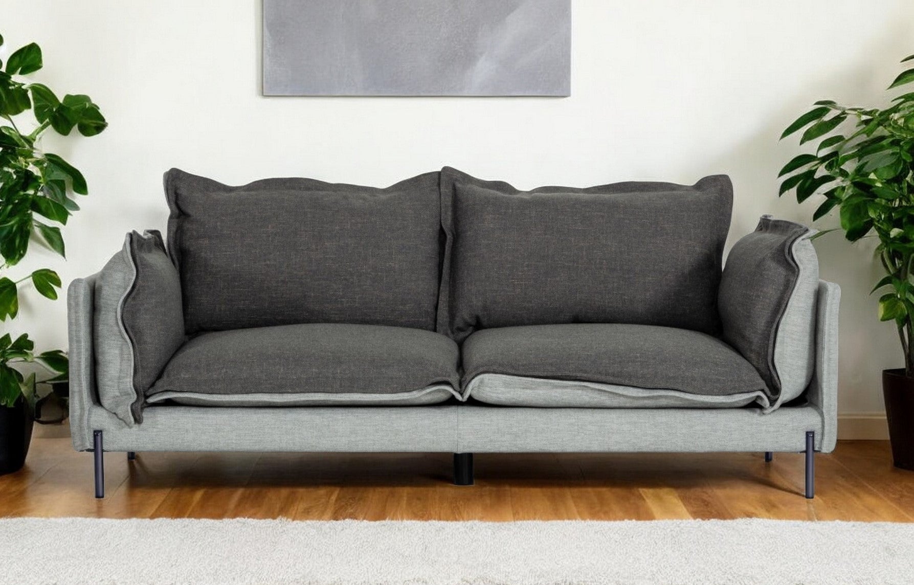 87" Dark Gray Polyester Blend Sofa With Silver Legs - Homeroots - Flyclothing LLC