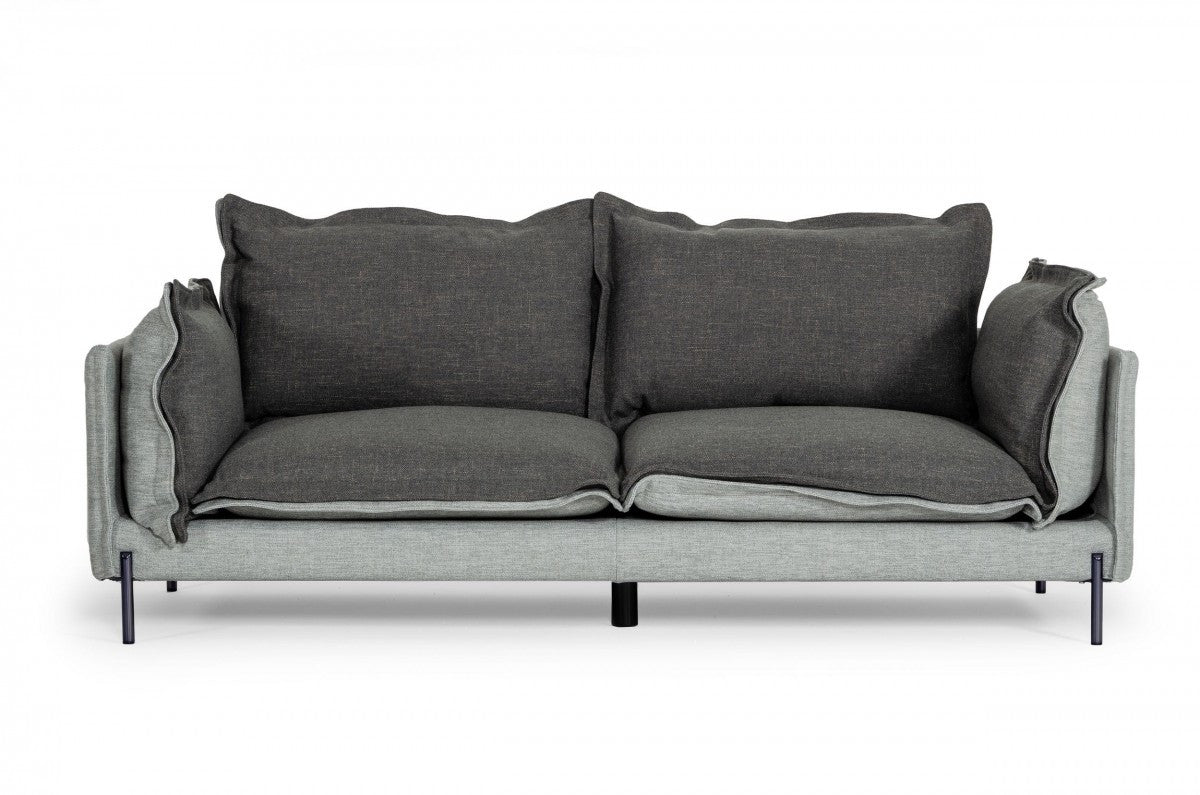 87" Dark Gray Polyester Blend Sofa With Silver Legs - Homeroots - Flyclothing LLC