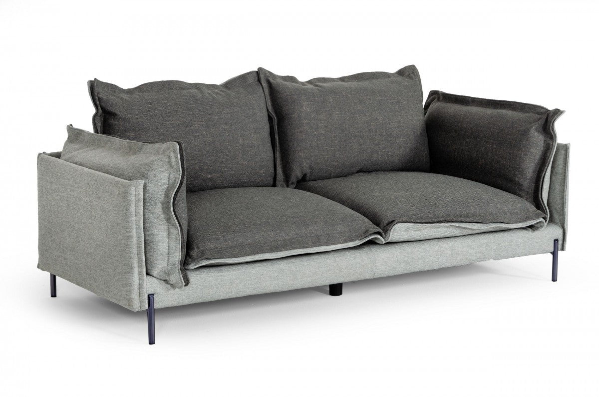 87" Dark Gray Polyester Blend Sofa With Silver Legs - Homeroots - Flyclothing LLC