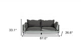 87" Dark Gray Polyester Blend Sofa With Silver Legs - Homeroots - Flyclothing LLC
