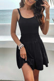 Devine Smocked Scoop Neck Mini Cami Dress - Trendsi - Flyclothing LLC