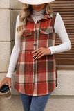 Plaid Button Up Vest Coat - Trendsi