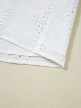 Eyelet Long Sleeve Blouse with Elastic Cuffs - Trendsi - Flyclothing LLC