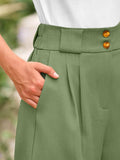 Two Button Wide Waistband Shorts - Trendsi - Flyclothing LLC