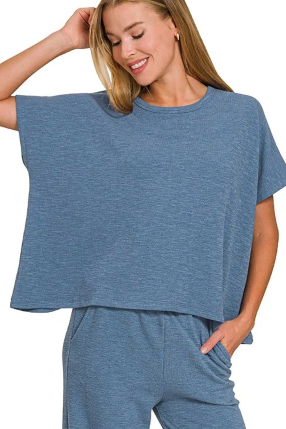 Zenana Cotton Slub Top & Pants Set - Trendsi - Flyclothing LLC