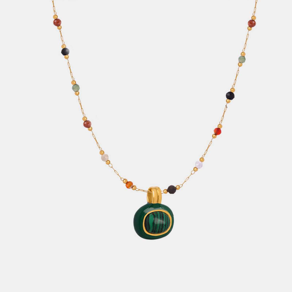 Titanium Steel Gold-plated Bead Necklace - Trendsi - Flyclothing LLC