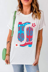 Boots Round Neck Short Sleeve T-Shirt - Trendsi - Flyclothing LLC