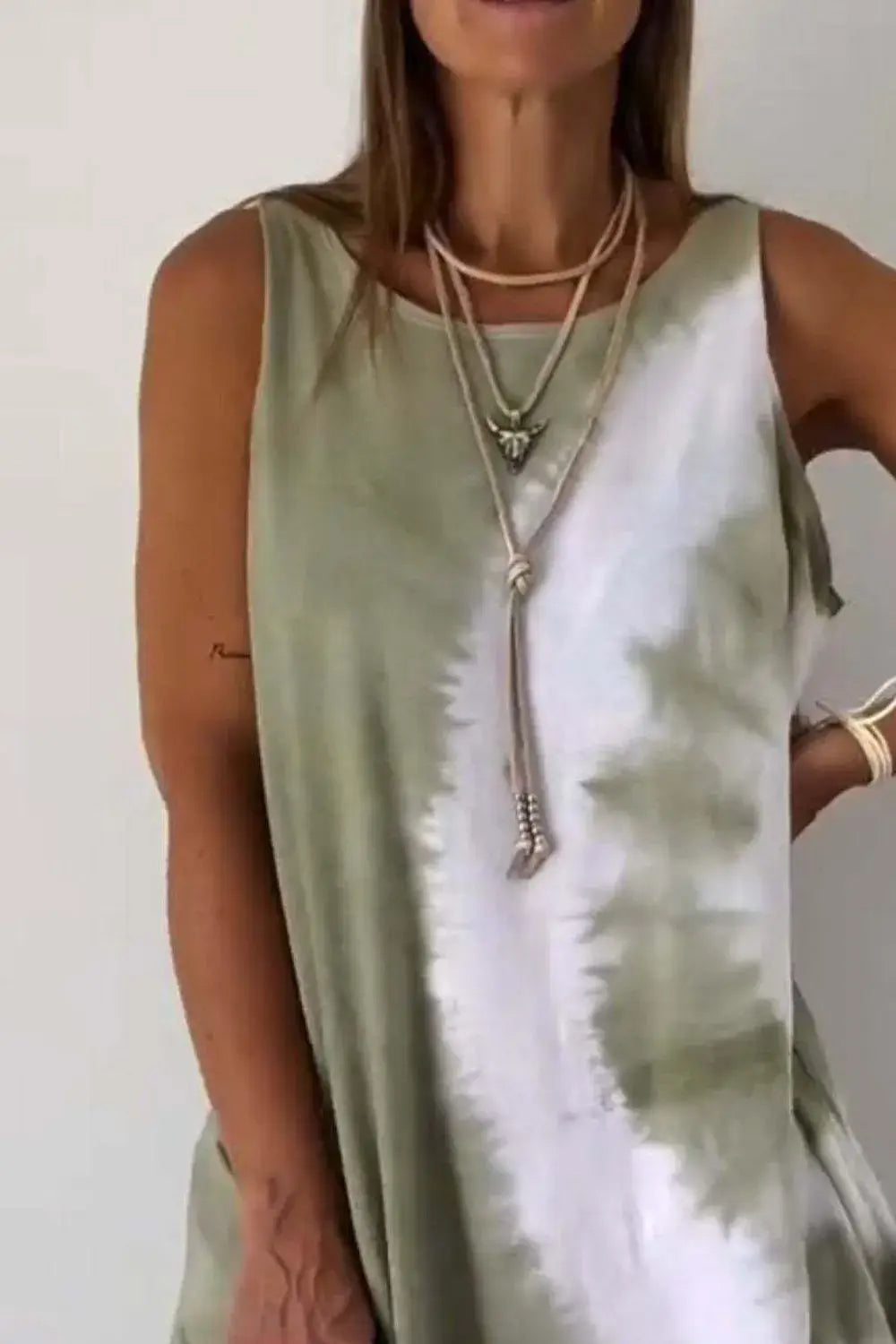 Full Size Tie-Dye Sleeveless Mini Tank Dress Plus Size - Trendsi - Flyclothing LLC