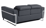 65" Gray And Silver Italian Leather Power Reclining Loveseat - Homeroots - Flyclothing LLC