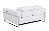 65" White And Silver Italian Leather Power Reclining Loveseat - Homeroots - Flyclothing LLC