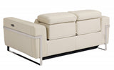 65" Beige And Silver Italian Leather Power Reclining Loveseat - Homeroots - Flyclothing LLC
