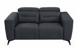 65" Gray And Black Italian Leather Power Reclining Loveseat - Homeroots - Flyclothing LLC