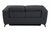65" Gray And Black Italian Leather Power Reclining Loveseat - Homeroots - Flyclothing LLC
