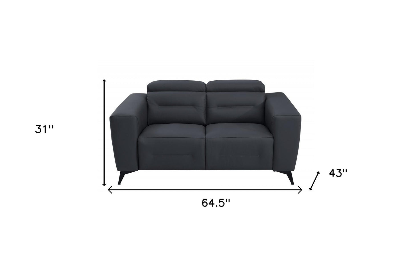 65" Gray And Black Italian Leather Power Reclining Loveseat - Homeroots - Flyclothing LLC