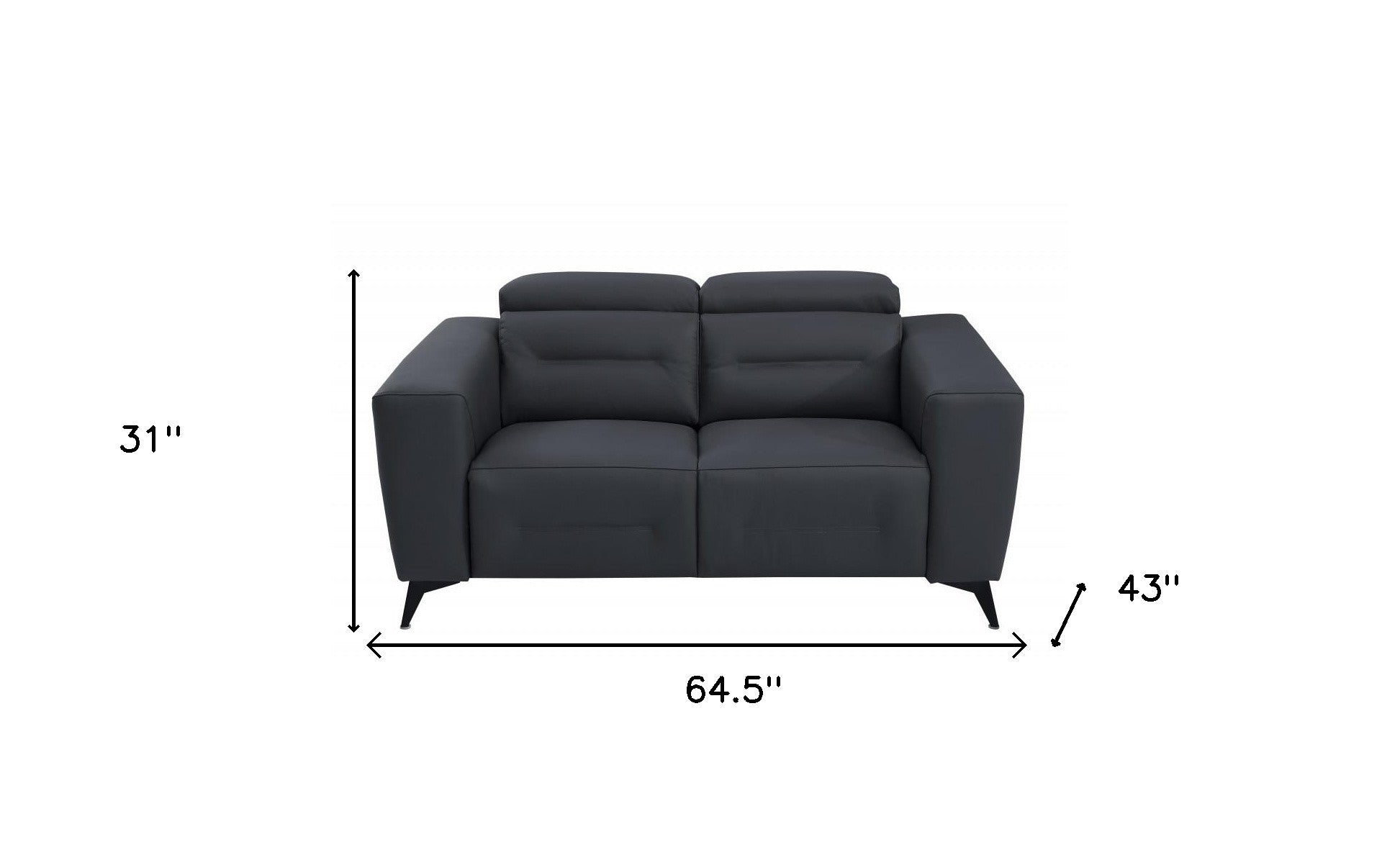 65" Gray And Black Italian Leather Power Reclining Loveseat - Homeroots - Flyclothing LLC