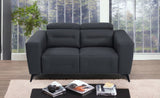 65" Gray And Black Italian Leather Power Reclining Loveseat - Homeroots - Flyclothing LLC