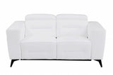 65" White And Black Italian Leather Power Reclining Loveseat - Homeroots - Flyclothing LLC