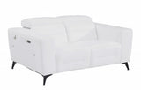 65" White And Black Italian Leather Power Reclining Loveseat - Homeroots - Flyclothing LLC
