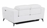 65" White And Black Italian Leather Power Reclining Loveseat - Homeroots - Flyclothing LLC