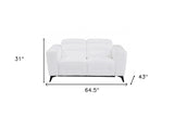 65" White And Black Italian Leather Power Reclining Loveseat - Homeroots - Flyclothing LLC