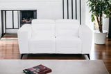 65" White And Black Italian Leather Power Reclining Loveseat - Homeroots - Flyclothing LLC