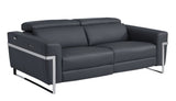 83" Dark Gray Italian Leather USB Reclining Sofa With Silver Legs - Homeroots - Flyclothing LLC