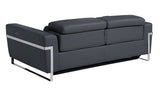 83" Dark Gray Italian Leather USB Reclining Sofa With Silver Legs - Homeroots - Flyclothing LLC