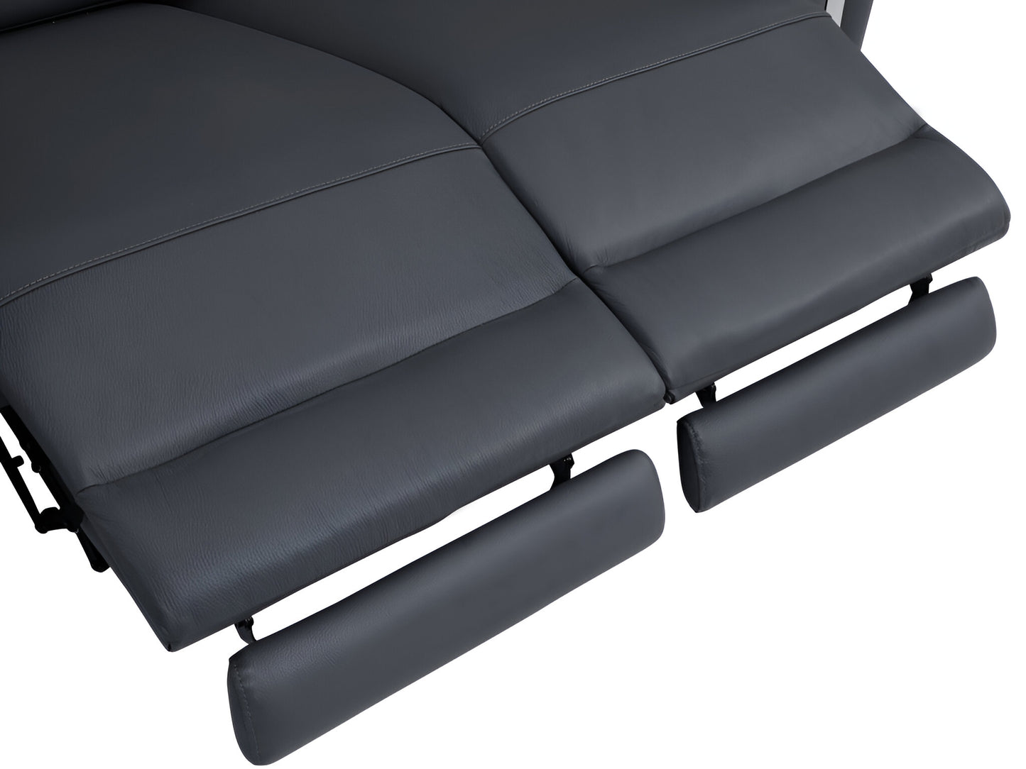 83" Dark Gray Italian Leather USB Reclining Sofa With Silver Legs - Homeroots - Flyclothing LLC
