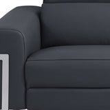 83" Dark Gray Italian Leather USB Reclining Sofa With Silver Legs - Homeroots - Flyclothing LLC