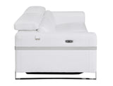 83" White Italian Leather USB Reclining Sofa With Chrome Legs - Homeroots - Flyclothing LLC